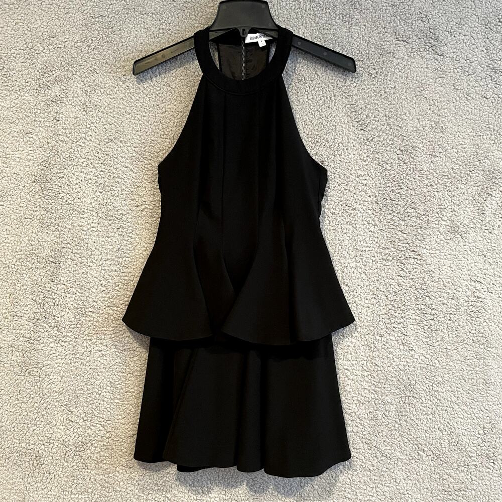 Elizabeth and James Dress Womens 4 Black Halter Tiered Event Evening Party